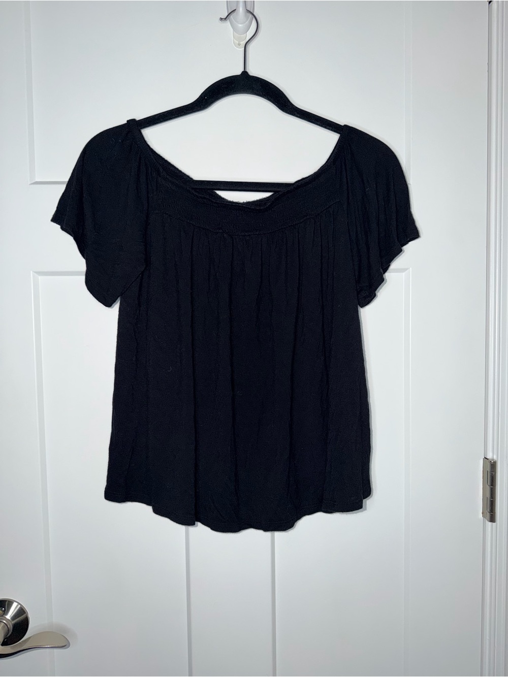 Black Flowy Cutout Back Top